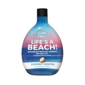 Coconut scented tanning lotion bottle