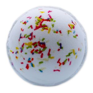 White bath bomb with colourful sprinkles