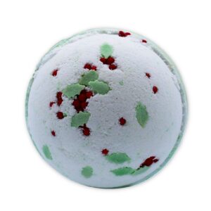 Christmas-themed white and green bath bomb